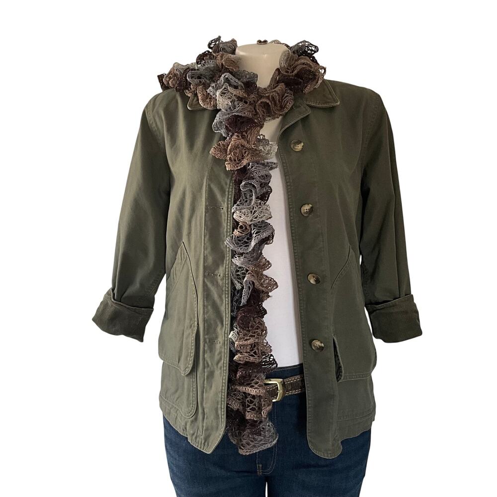 Multicolor Earthy Whimsigoth Ruffle Scarf: OS